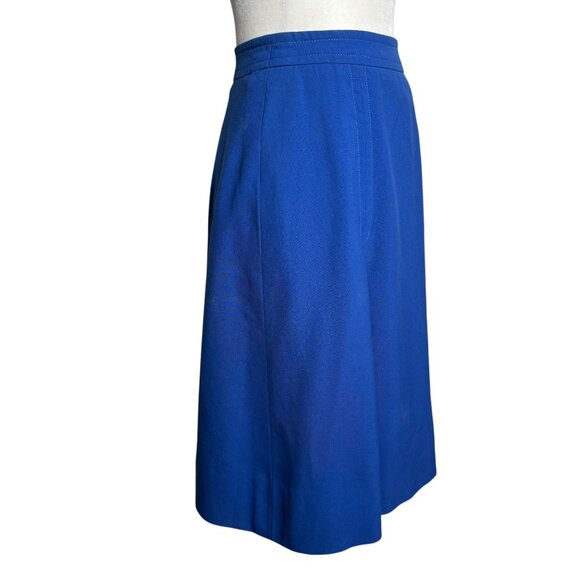 Vintage 70s Stan Herman TWA Blue A Line Wool Skirt Size Small Side Zipper Union - Picture 6 of 8